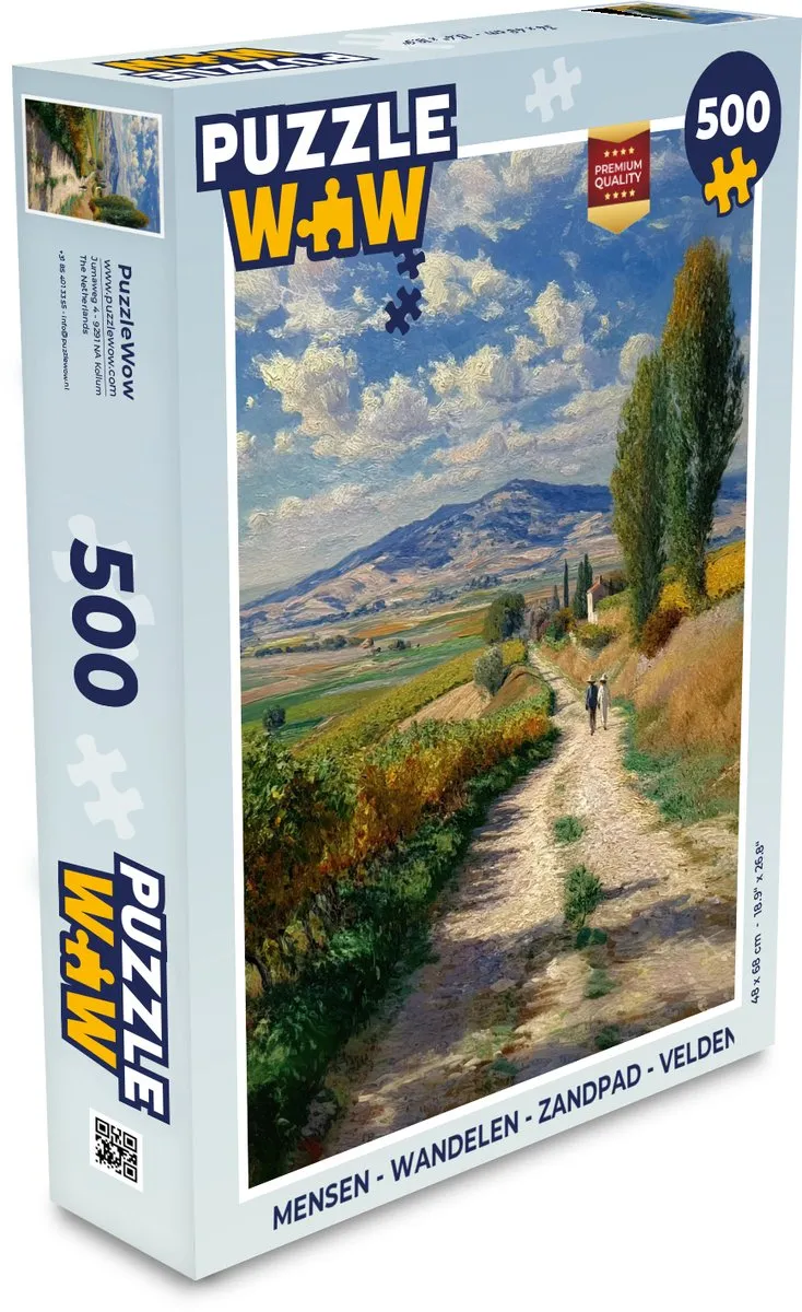 PuzzleWow Wandelen Zandpad Velden Bergen Legpuzzel 500 Stuks - 8721406851820