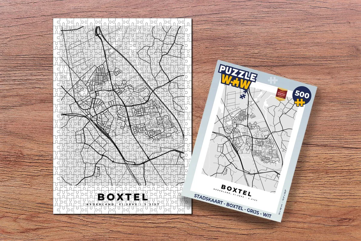 PuzzleWow Stadskaart Boxtel Legpuzzel 500 Stuks - Multicolor