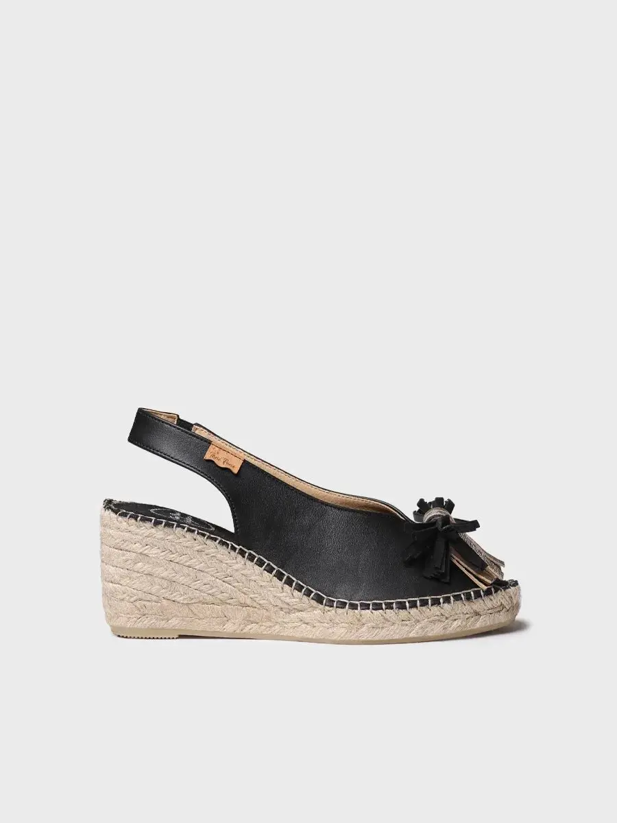 Espadrille met peeptoe-sleehak