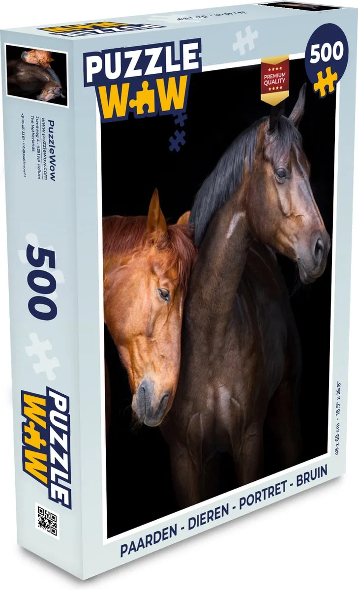 PuzzleWow Paarden Portret Legpuzzel 500 Stuks - Multicolor