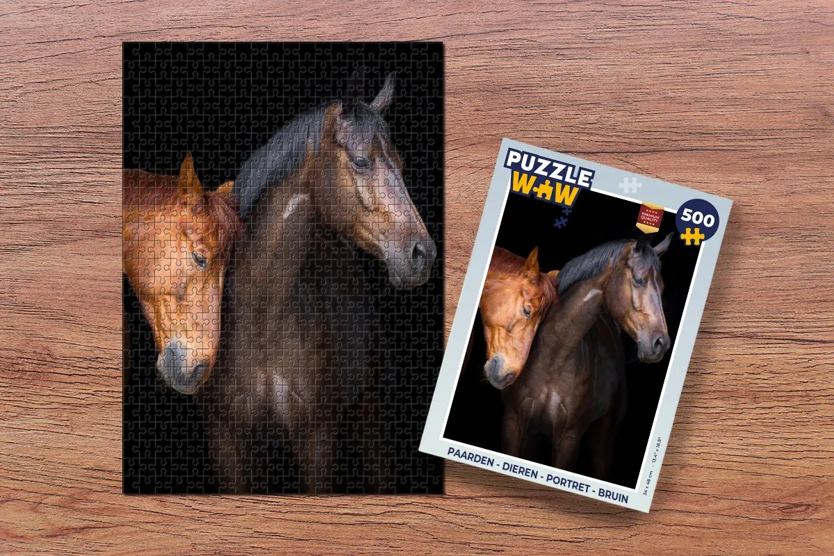 PuzzleWow Paarden Portret Legpuzzel 500 Stuks - Multicolor