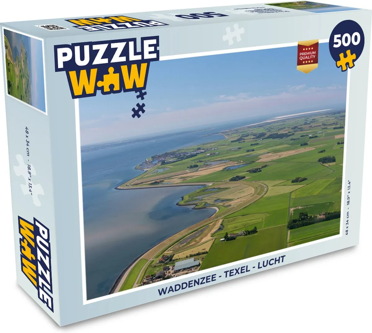 PuzzleWow Waddenzee Texel Lucht Legpuzzel 500 Stuks - Multicolor