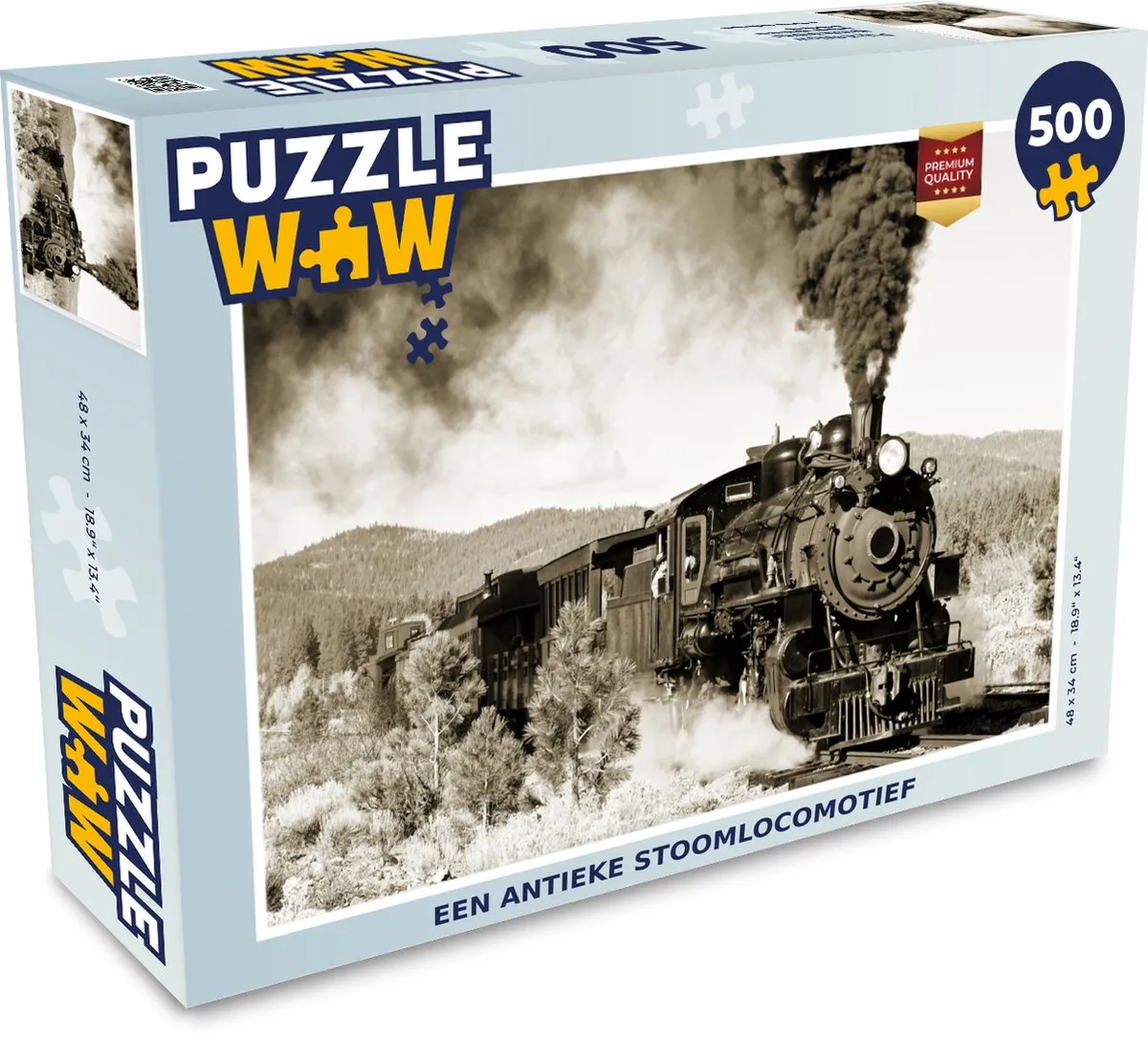 PuzzleWow Antieke Stoomlocomotief Legpuzzel 500 Stuks - Multicolor