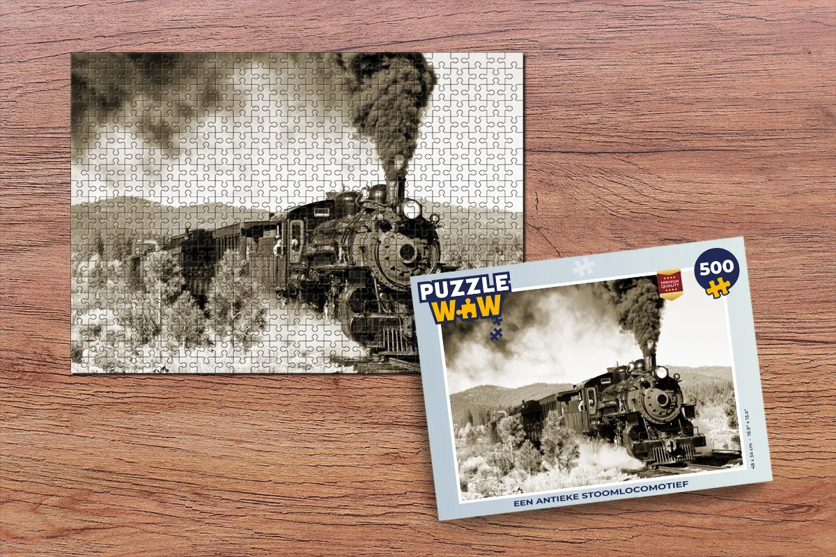 PuzzleWow Antieke Stoomlocomotief Legpuzzel 500 Stuks - Multicolor