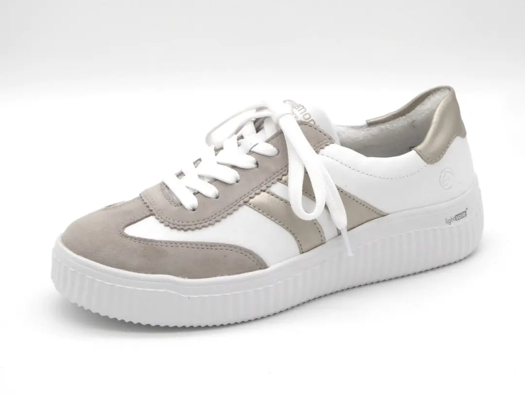 Remonte D3E00-80 Sneakers - Wit Beige Goud Leer - 38