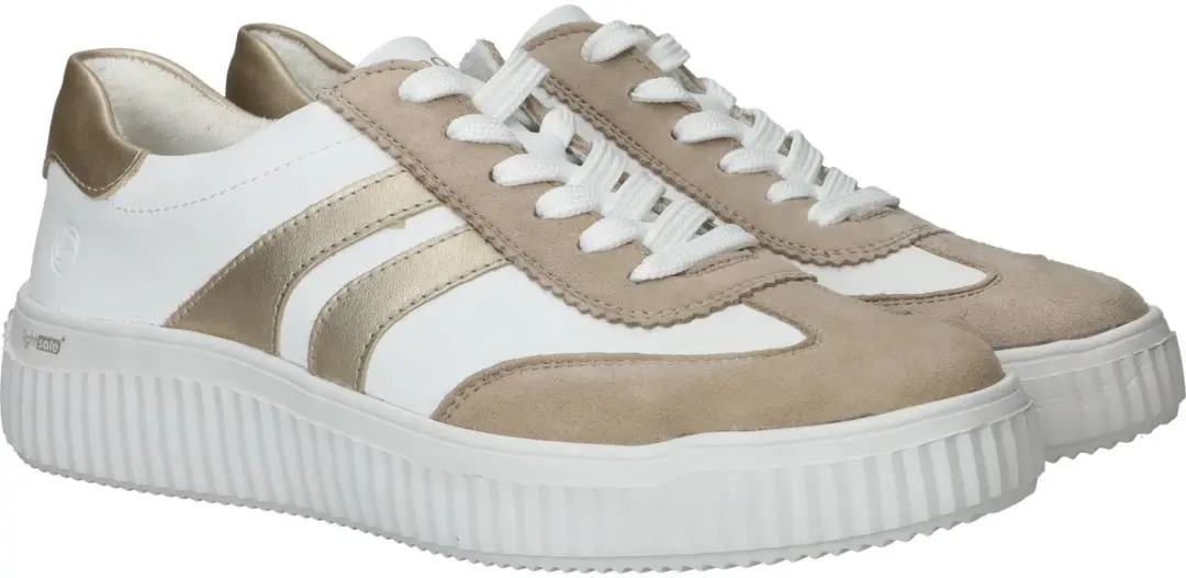 Remonte D3E00-80 Sneakers - Wit Beige Goud Leer - 38
