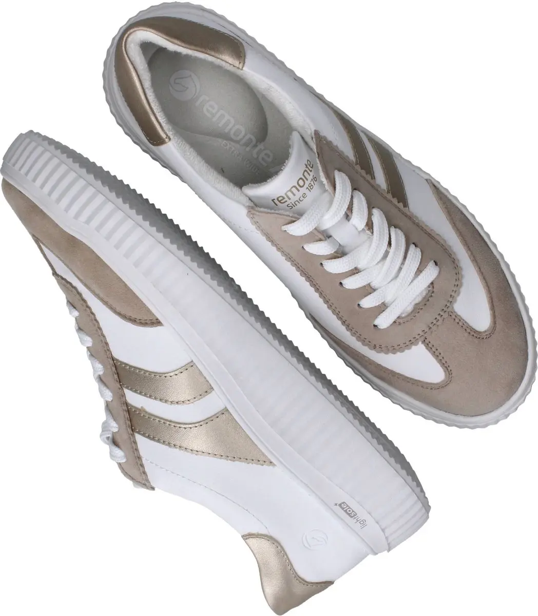 Remonte D3E00-80 Sneakers - Wit Beige Goud Leer - 38