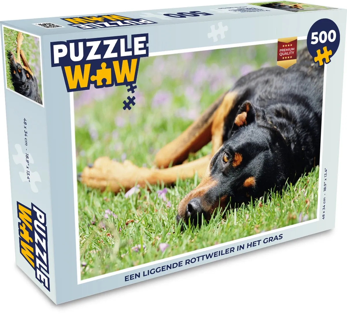 PuzzleWow Legpuzzel Rottweiler 500 Stuks - Multicolor