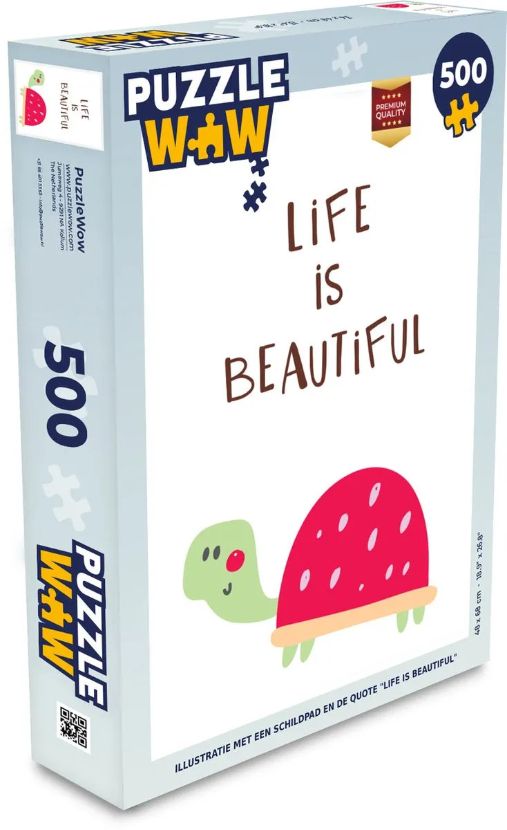 PuzzleWow Schildpad Life is Beautiful Legpuzzel 500 Stuks - Multicolor