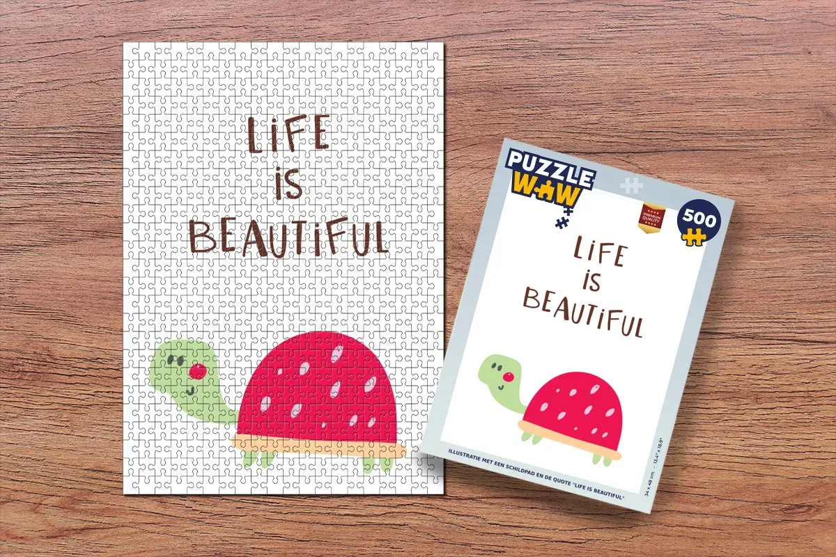 PuzzleWow Schildpad Life is Beautiful Legpuzzel 500 Stuks - Multicolor