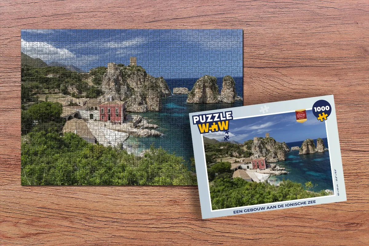 PuzzleWow Legpuzzel 1000 Stuks - Gebouw aan de Ionische Zee - Multicolor