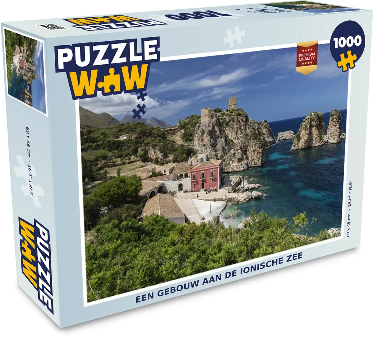 PuzzleWow Legpuzzel 1000 Stuks - Gebouw aan de Ionische Zee - Multicolor