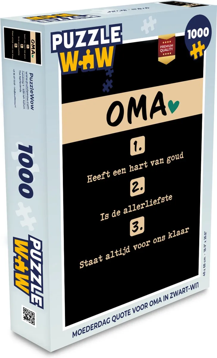 PuzzleWow Puzzel Oma 1000 Stuks - Multicolor