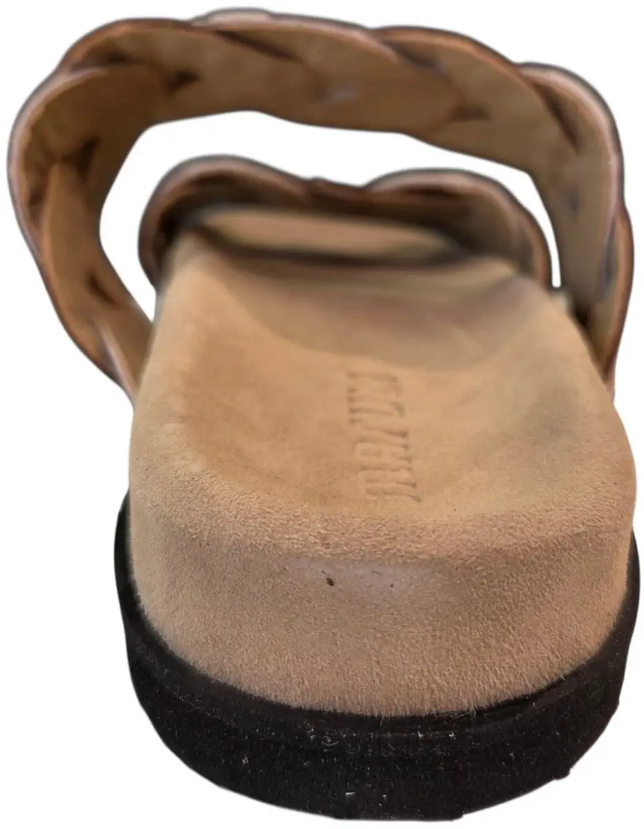 Maruti Evie Hairon Cow D04 Platte Sandalen - Donker Bruin
