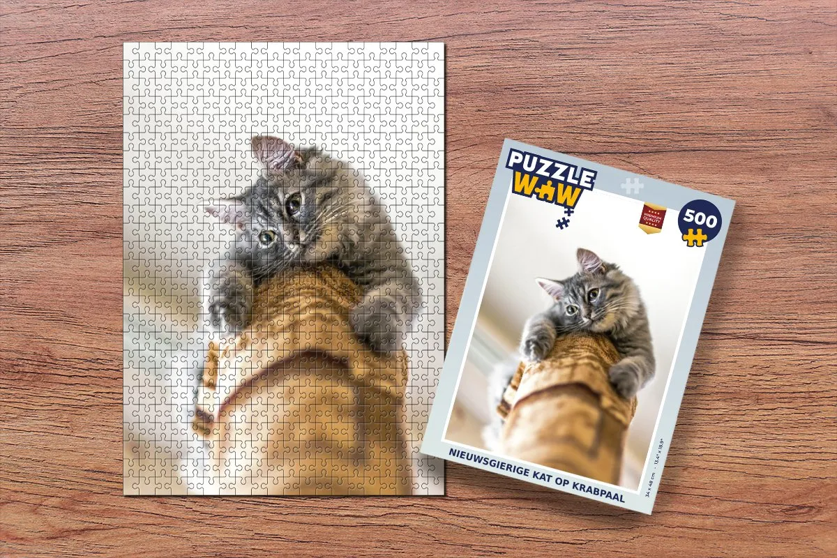 PuzzleWow Kat Krabpaal Legpuzzel 500 Stuks - Multicolor