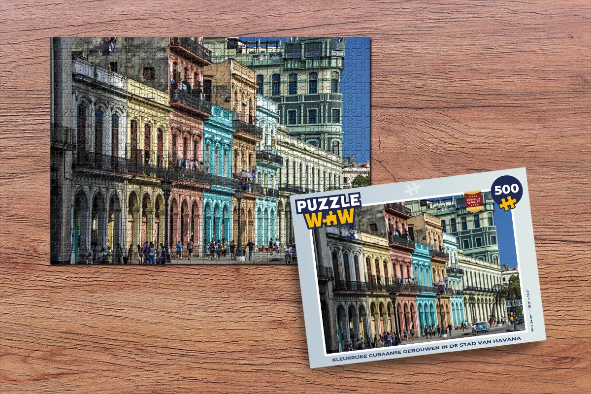 PuzzleWow Havana Cubaanse Gebouwen Legpuzzel 500 Stuks - Multicolor