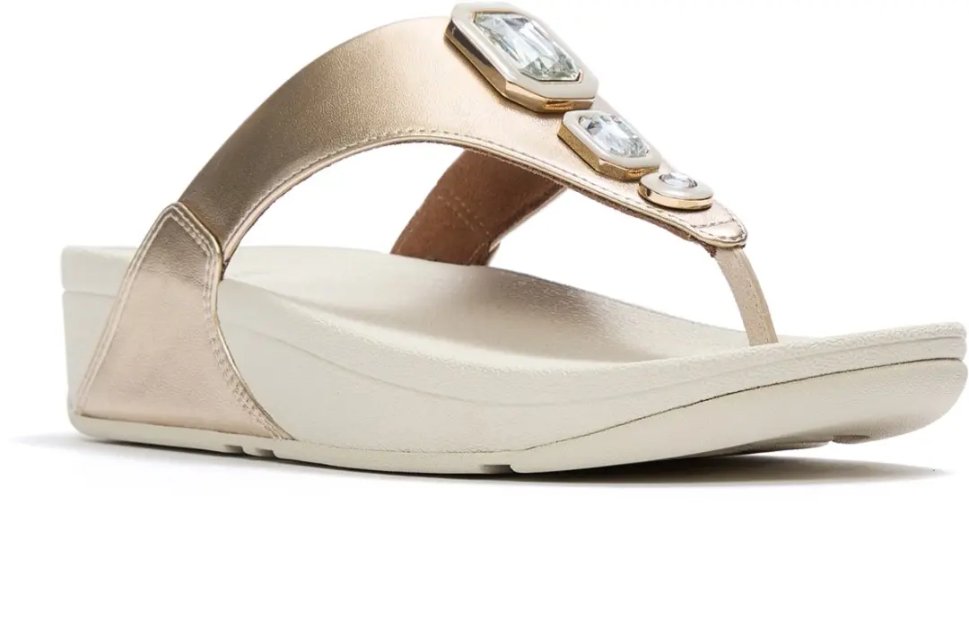 FitFlop Lulu Metallic Bold Crystals Teenslippers GOUD