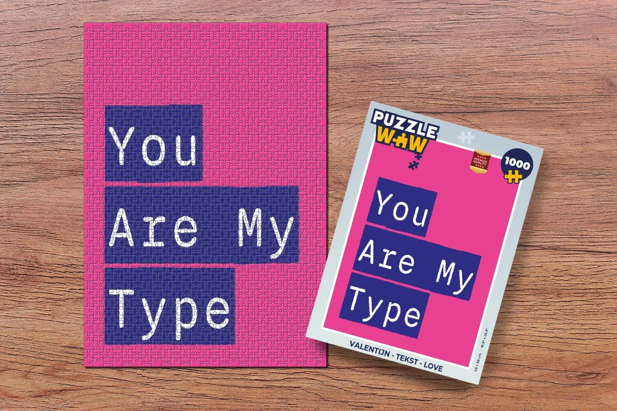 PuzzleWow Valentijn Love Legpuzzel 1000 Stuks - Roze/Blauw