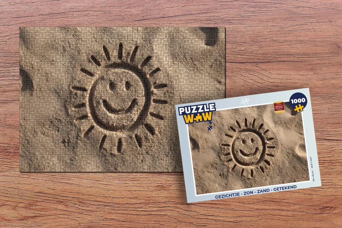 PuzzleWow Legpuzzel 1000 Stuks - Gezichtje Zon Zand