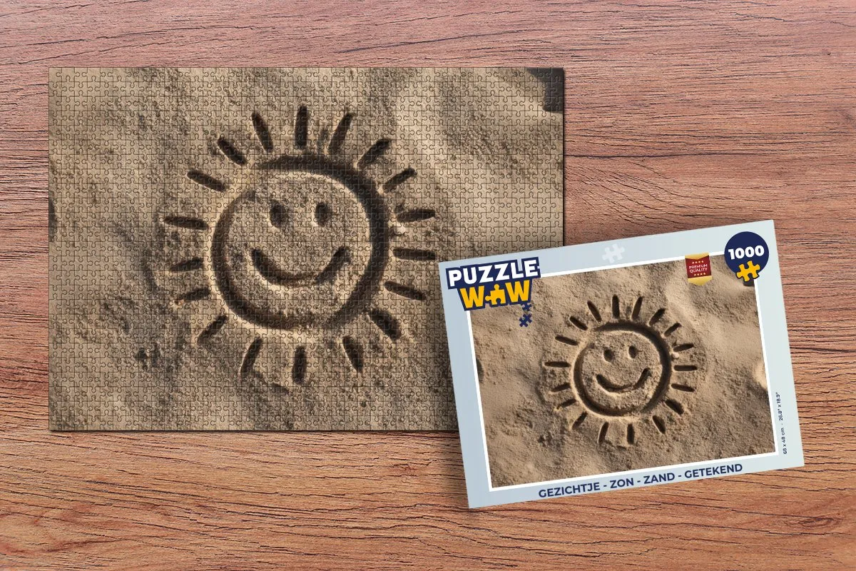 PuzzleWow Legpuzzel 1000 Stuks - Gezichtje Zon Zand
