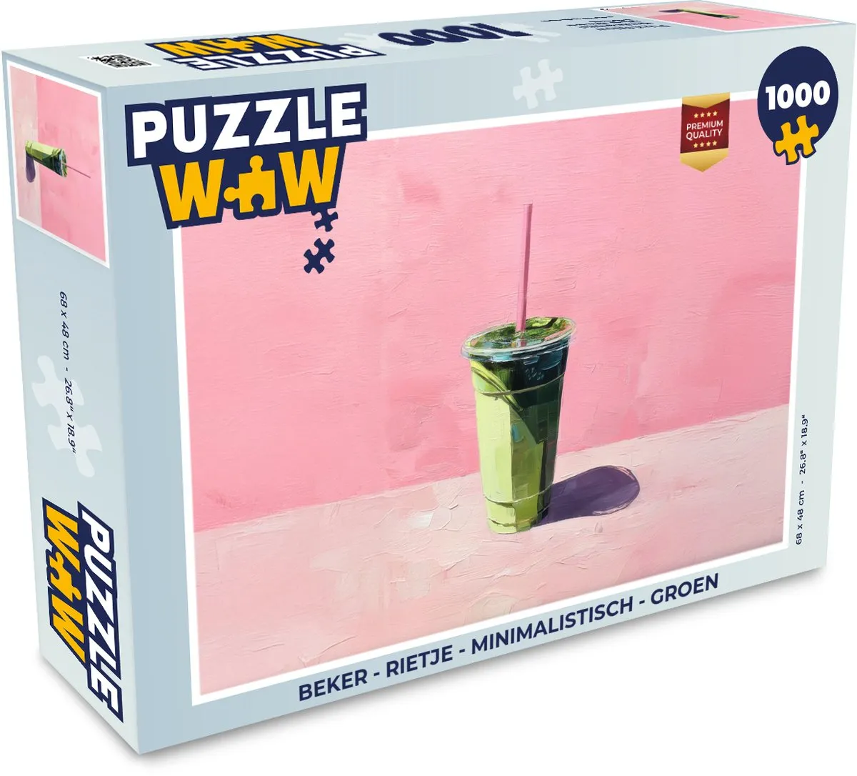 PuzzleWow Minimalistische Beker met Rietje - 1000 Puzzelstukken Groen