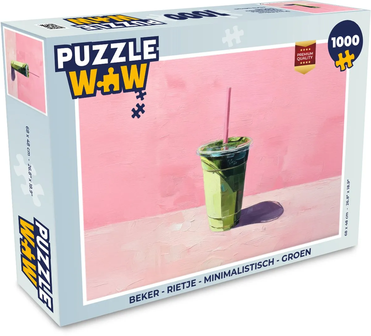 PuzzleWow Minimalistische Beker met Rietje - 1000 Puzzelstukken Groen