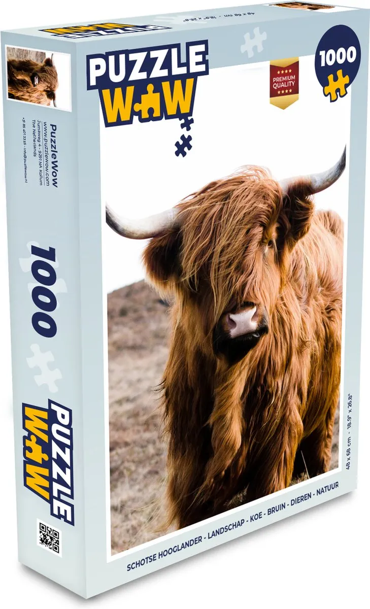 PuzzleWow Schotse Hooglander Legpuzzel 1000 Stuks - Multicolor