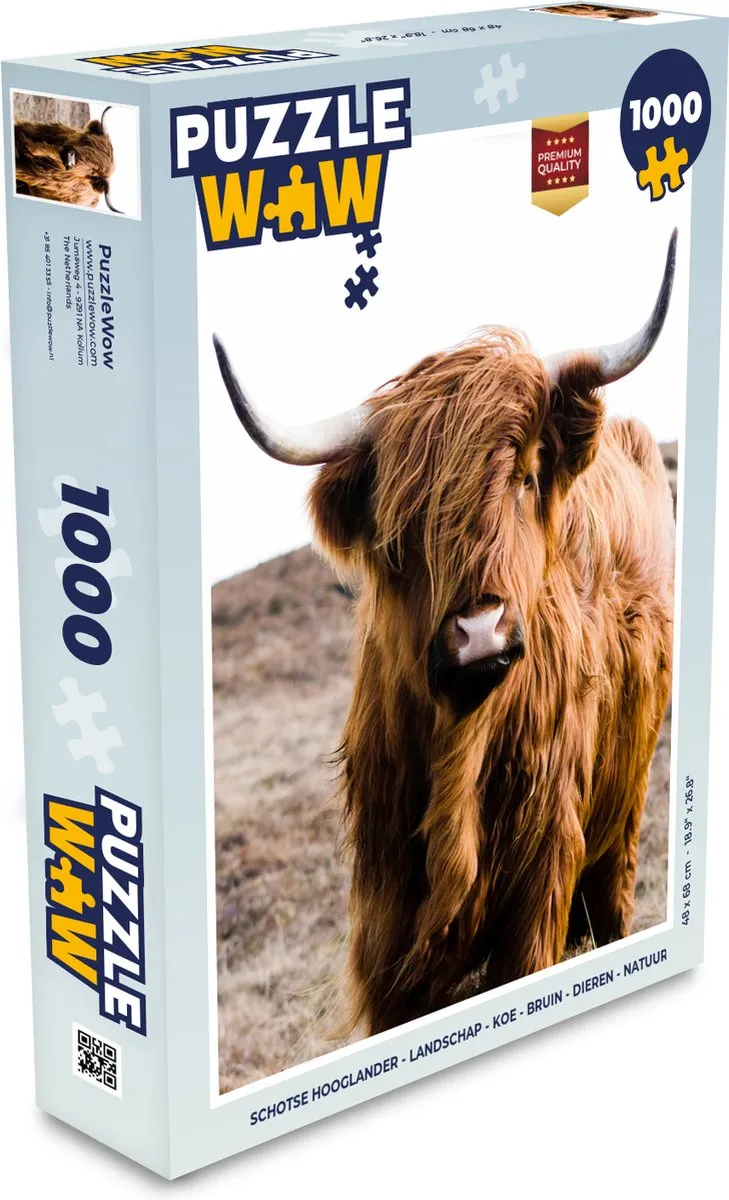 PuzzleWow Schotse Hooglander Legpuzzel 1000 Stuks - Multicolor