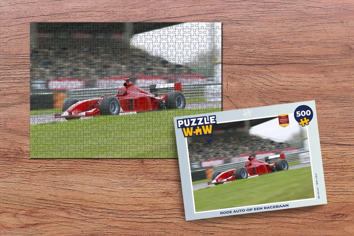PuzzleWow Legpuzzel Rode Auto Racebaan 500 Stuks - Multicolor