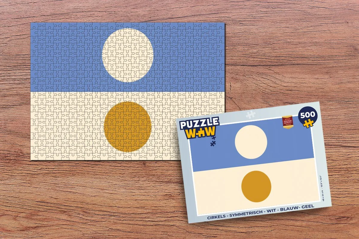 PuzzleWow Cirkels Symmetrisch Legpuzzel 500 Stuks - Wit/Blauw/Geel