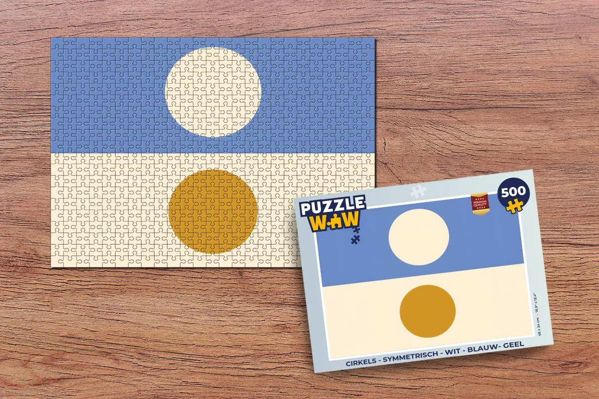 PuzzleWow Cirkels Symmetrisch Legpuzzel 500 Stuks - Wit/Blauw/Geel