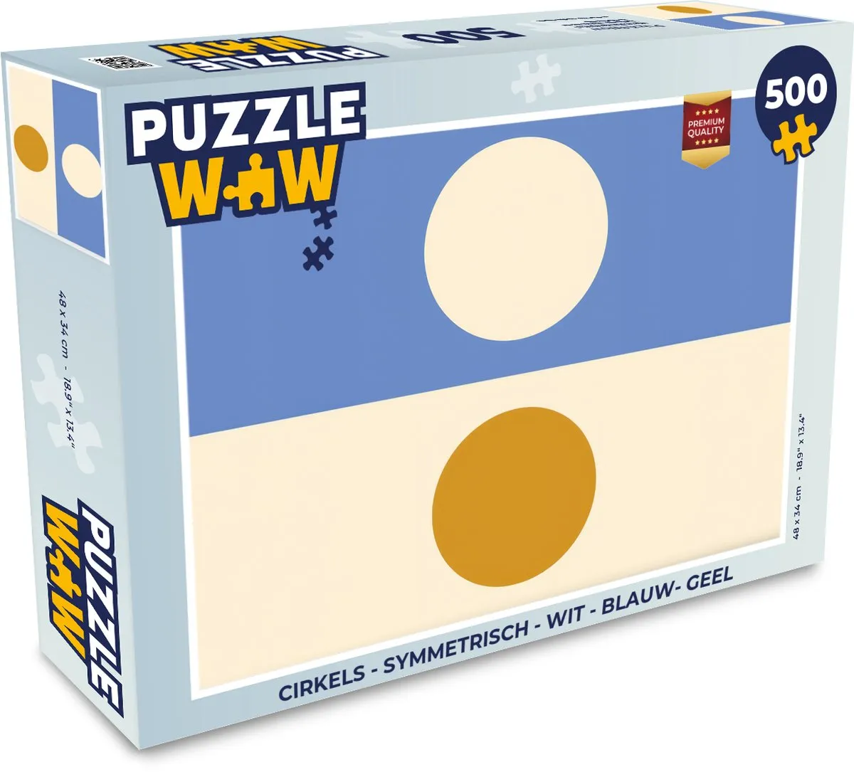 PuzzleWow Cirkels Symmetrisch Legpuzzel 500 Stuks - Wit/Blauw/Geel