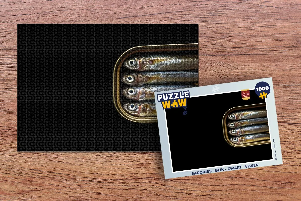 PuzzleWow Sardines Legpuzzel 1000 Stuks - Zwart