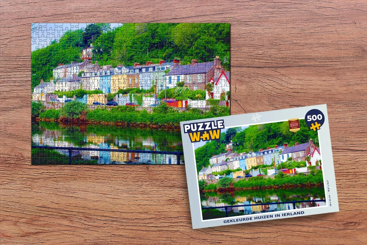 PuzzleWow Legpuzzel Gekleurde Huizen Ierland 500 Stuks - Multicolor