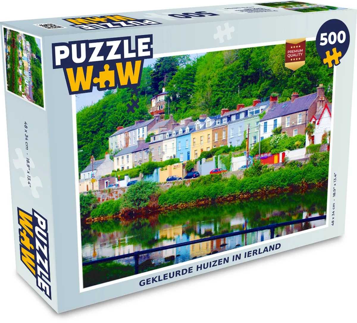 PuzzleWow Legpuzzel Gekleurde Huizen Ierland 500 Stuks - Multicolor