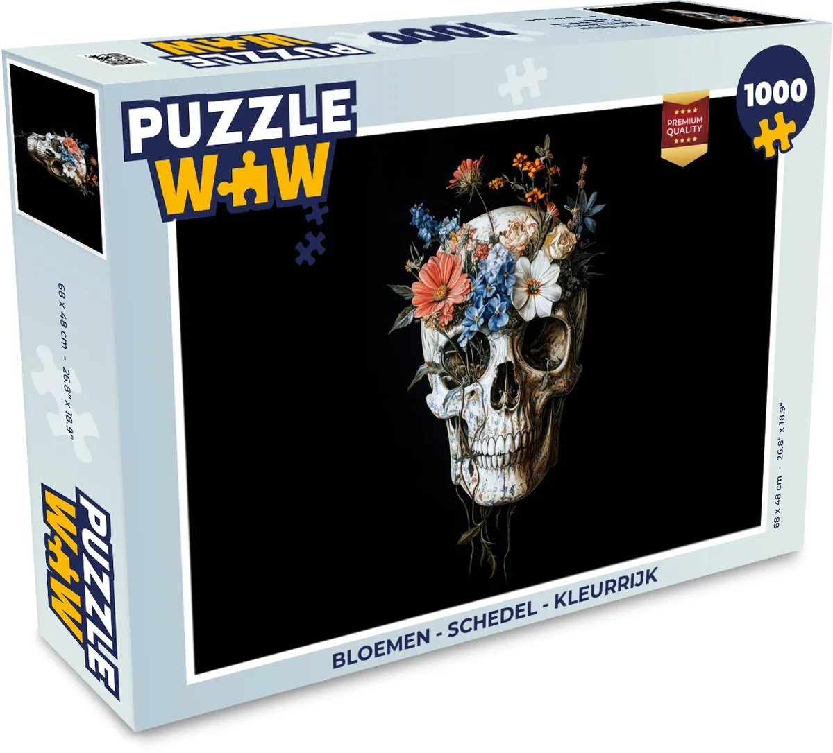 PuzzleWow Bloemen Schedel Legpuzzel 1000 Stuks - MPN 8721406839644