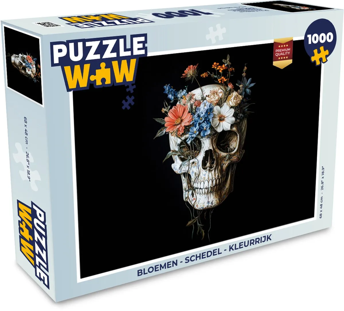 PuzzleWow Bloemen Schedel Legpuzzel 1000 Stuks - MPN 8721406839644