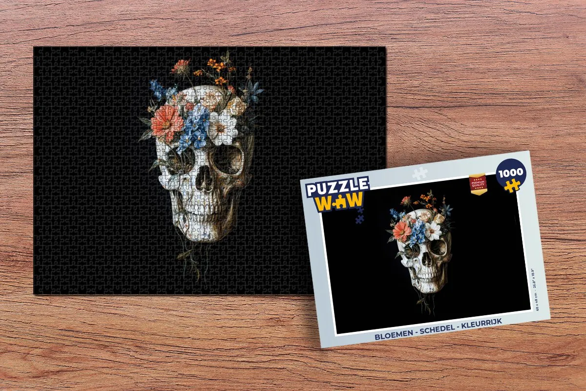 PuzzleWow Bloemen Schedel Legpuzzel 1000 Stuks - MPN 8721406839644