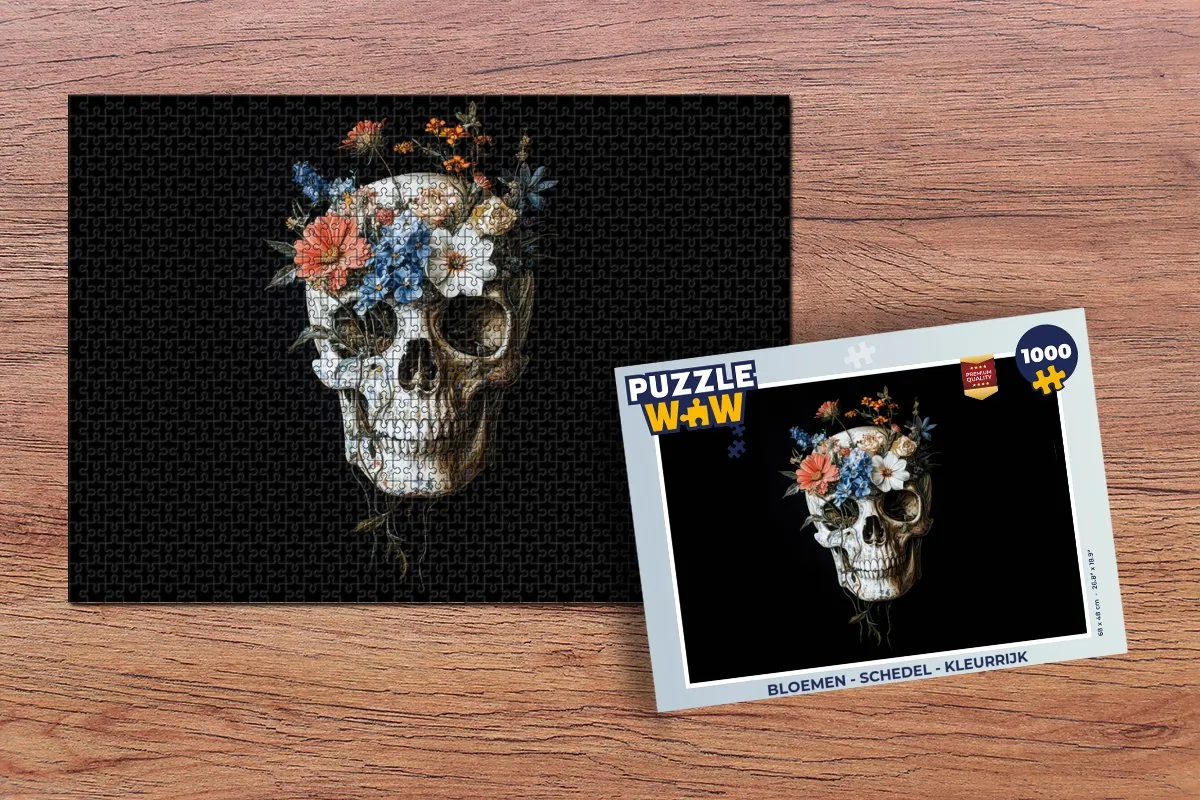 PuzzleWow Bloemen Schedel Legpuzzel 1000 Stuks - MPN 8721406839644