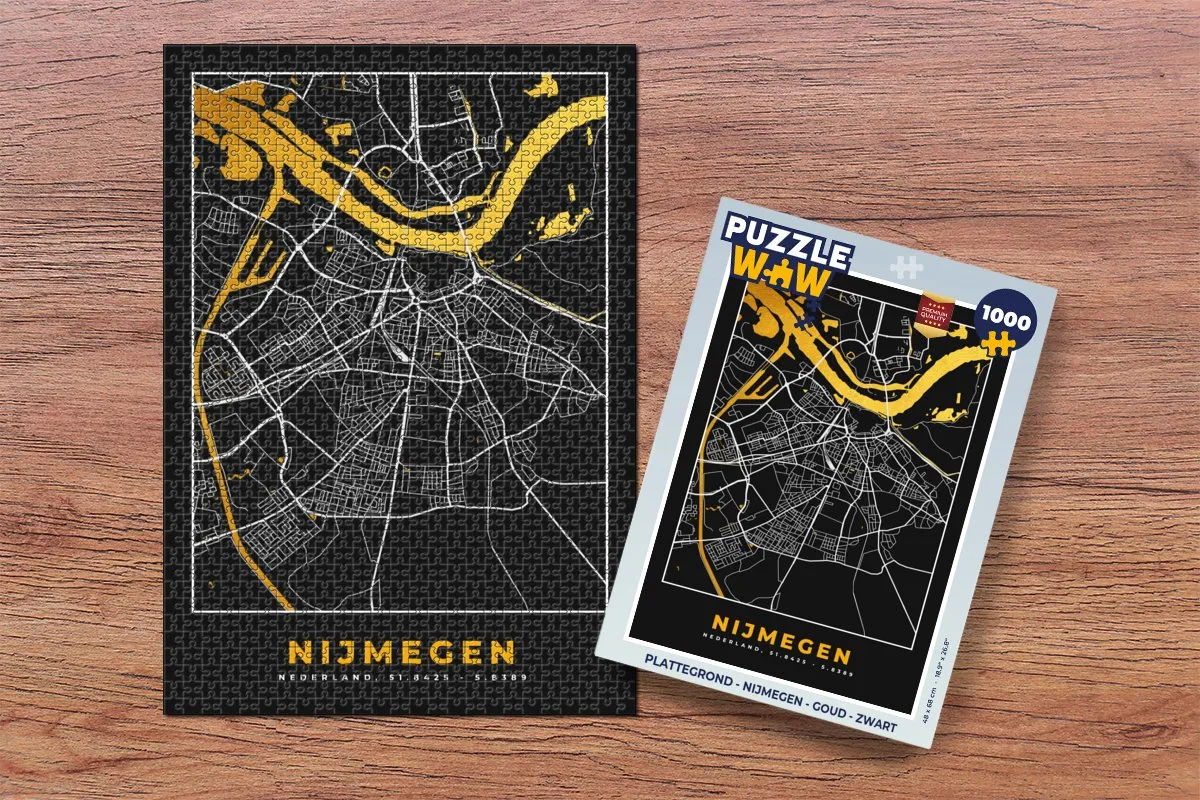 PuzzleWow Nijmegen Plattegrond Legpuzzel 1000 Stuks - Multicolor