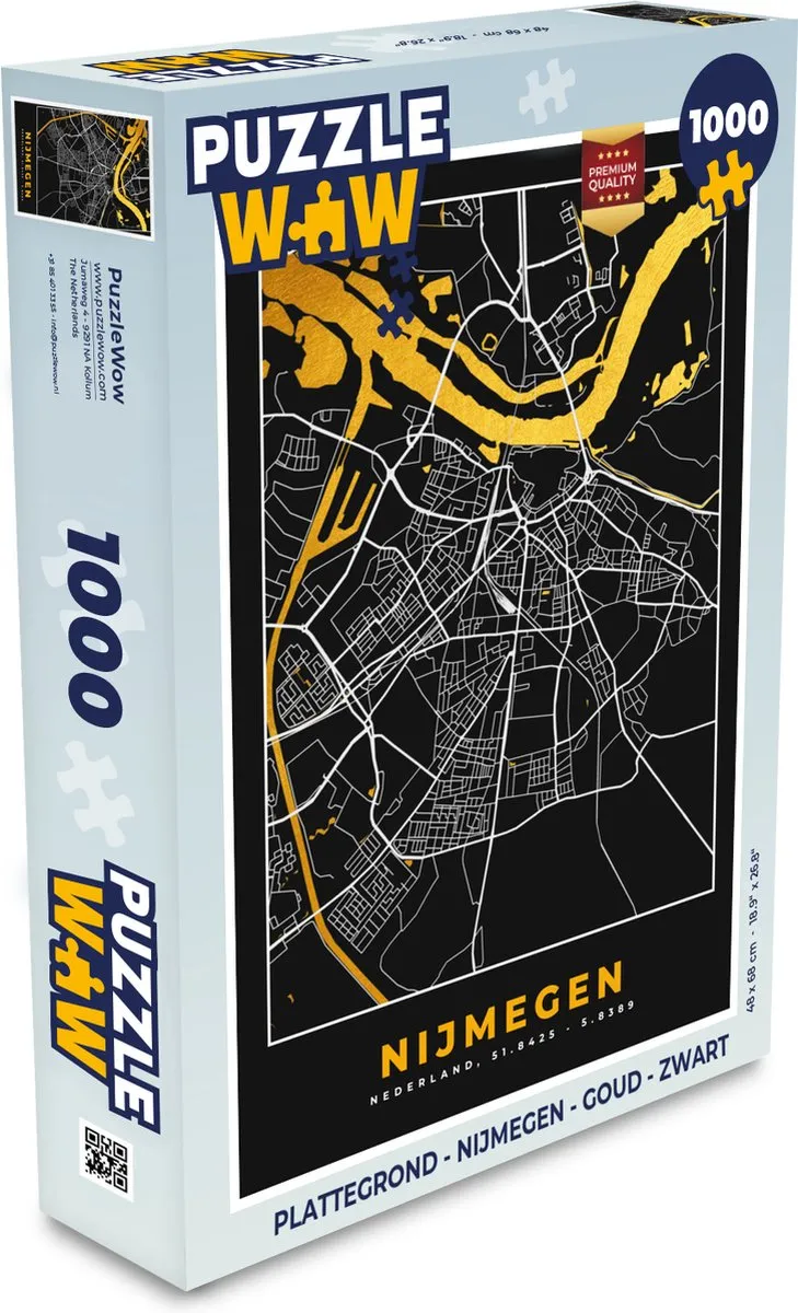 PuzzleWow Nijmegen Plattegrond Legpuzzel 1000 Stuks - Multicolor