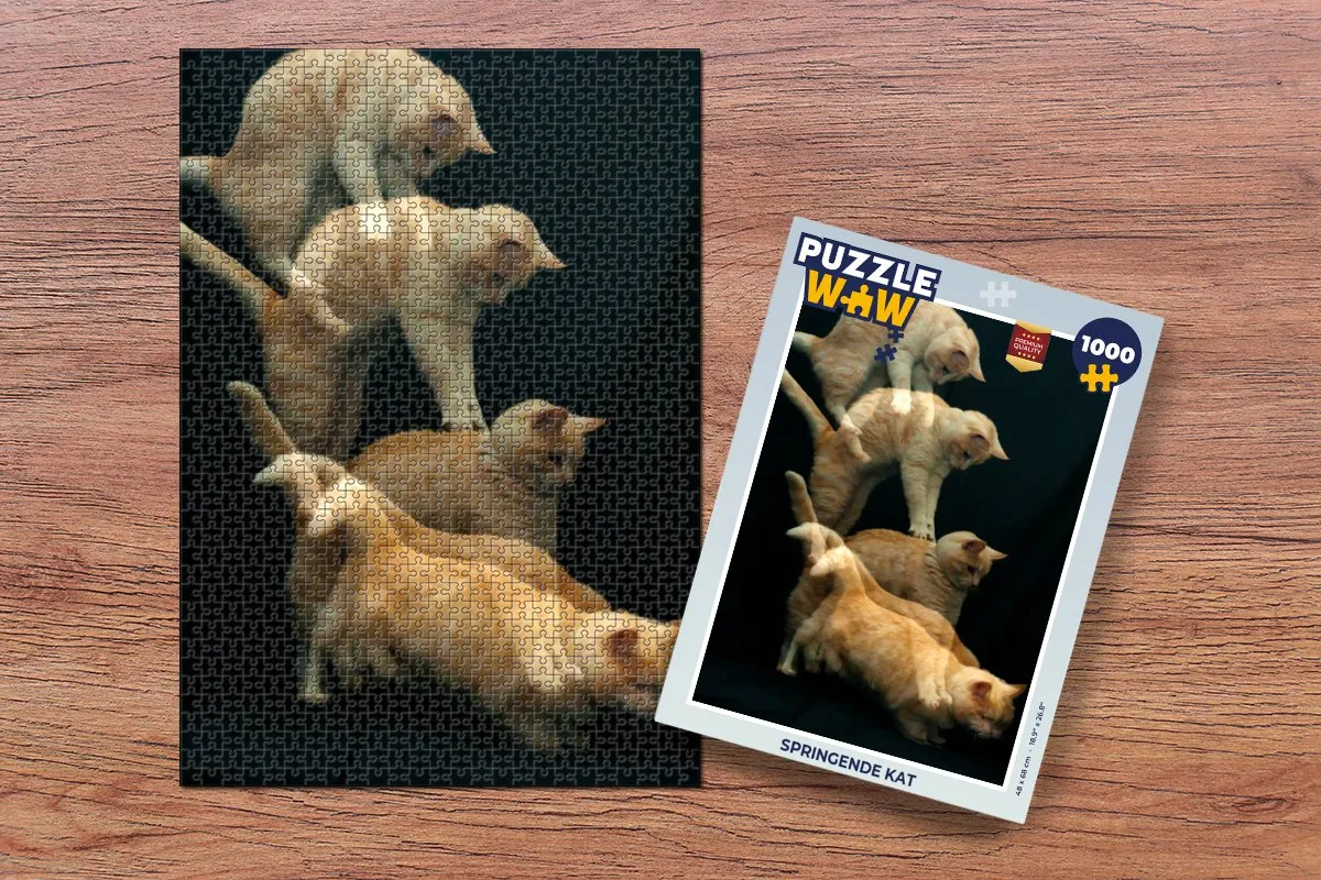 PuzzleWow Legpuzzel Springende kat 1000 Stuks - Multicolor