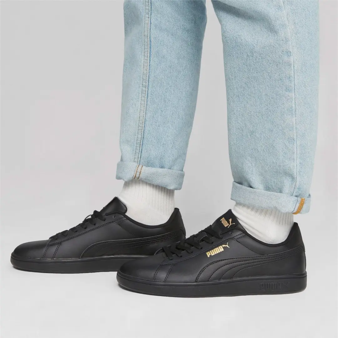 PUMA Smash 3.0 L Unisex Sneakers - 42 - Black/Gold