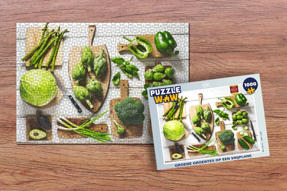 PuzzleWow Groene Groentes Legpuzzel 1000 Stuks - Multicolor