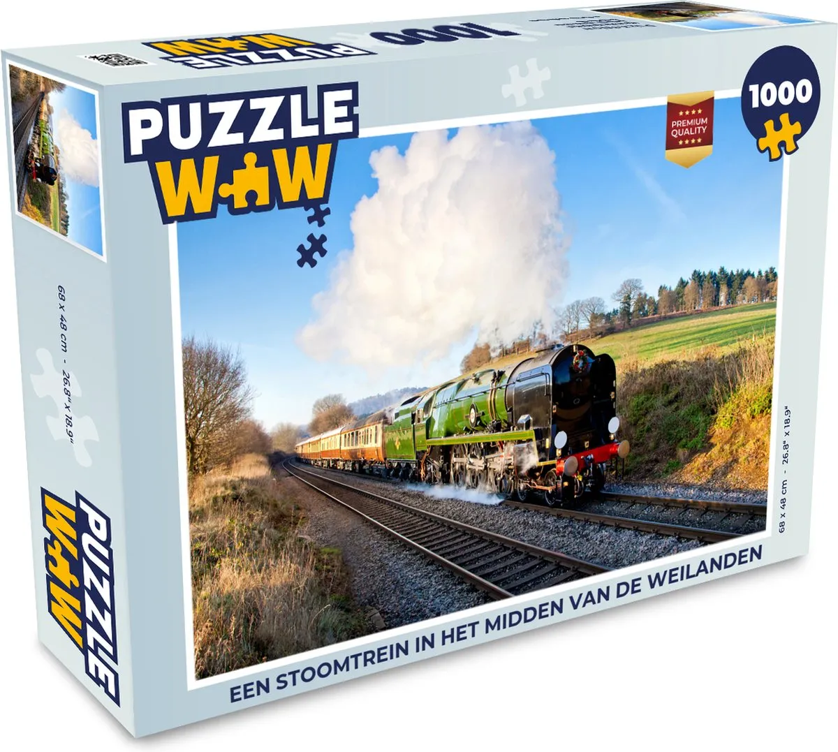 PuzzleWow Legpuzzel Een Stoomtrein in Het Midden Van De Weilanden 1000 Stuks