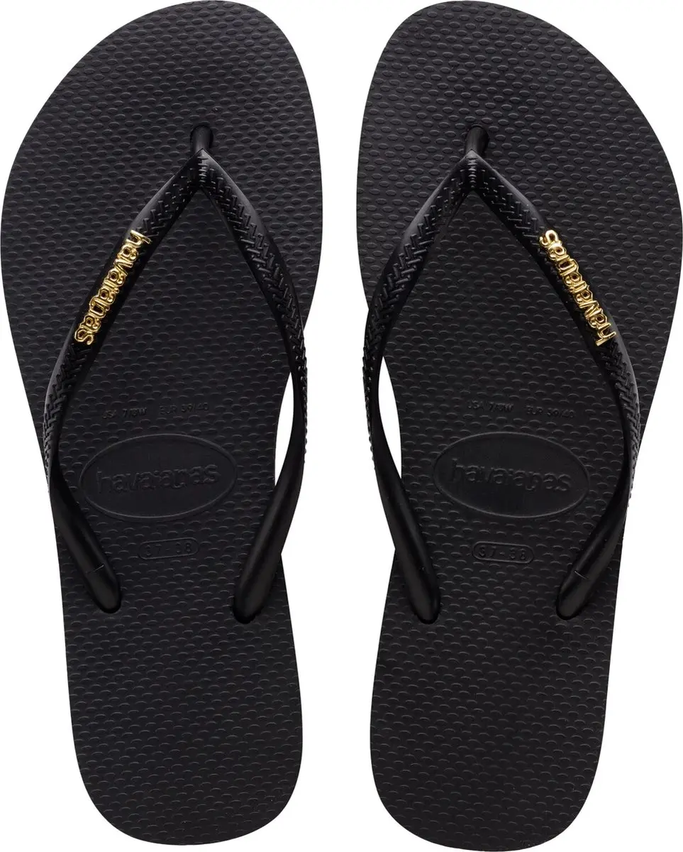 Havaianas Teenslipper Slim Logo Metallic - Zwart/Goud