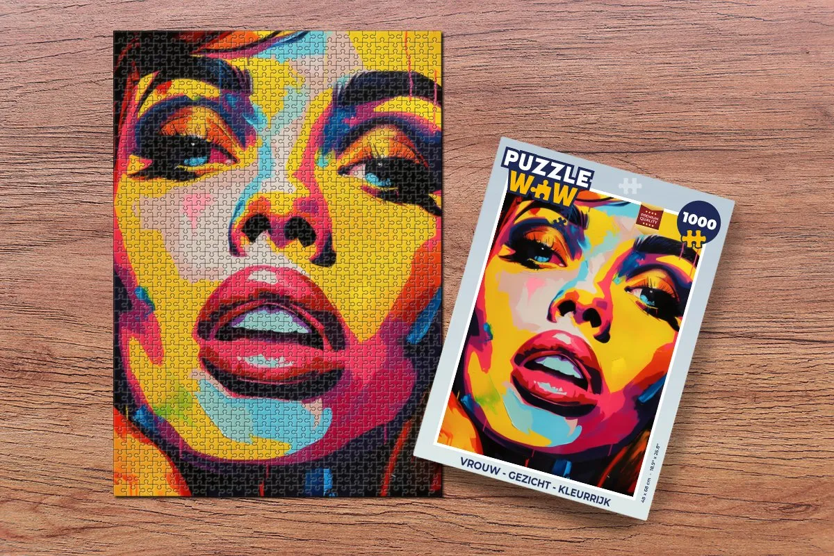 PuzzleWow Gezicht Legpuzzel 1000 Stuks - Kleurrijk