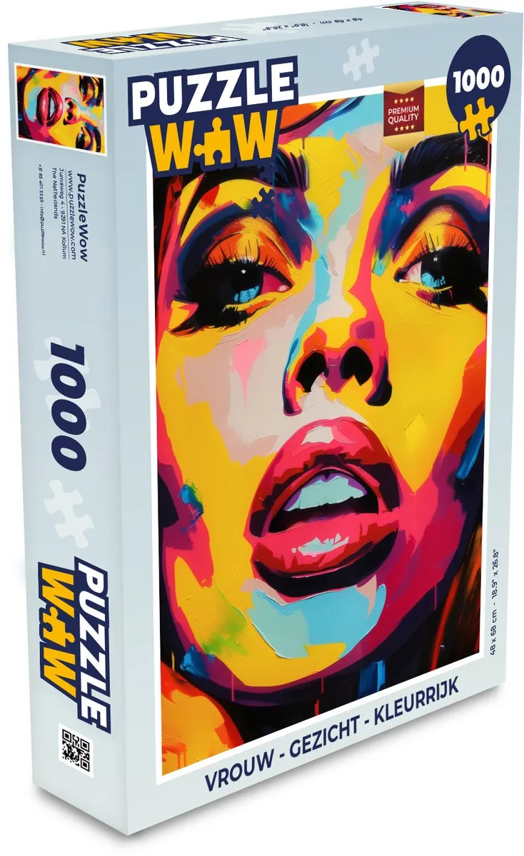 PuzzleWow Gezicht Legpuzzel 1000 Stuks - Kleurrijk