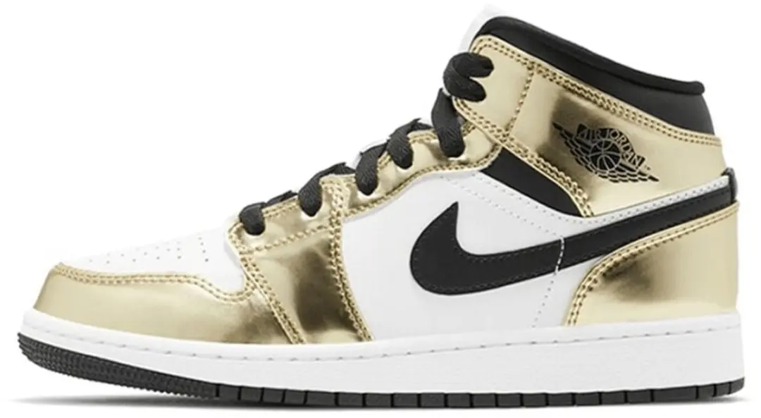 Air Jordan 1 Mid Metallic Gold Black White (GS)