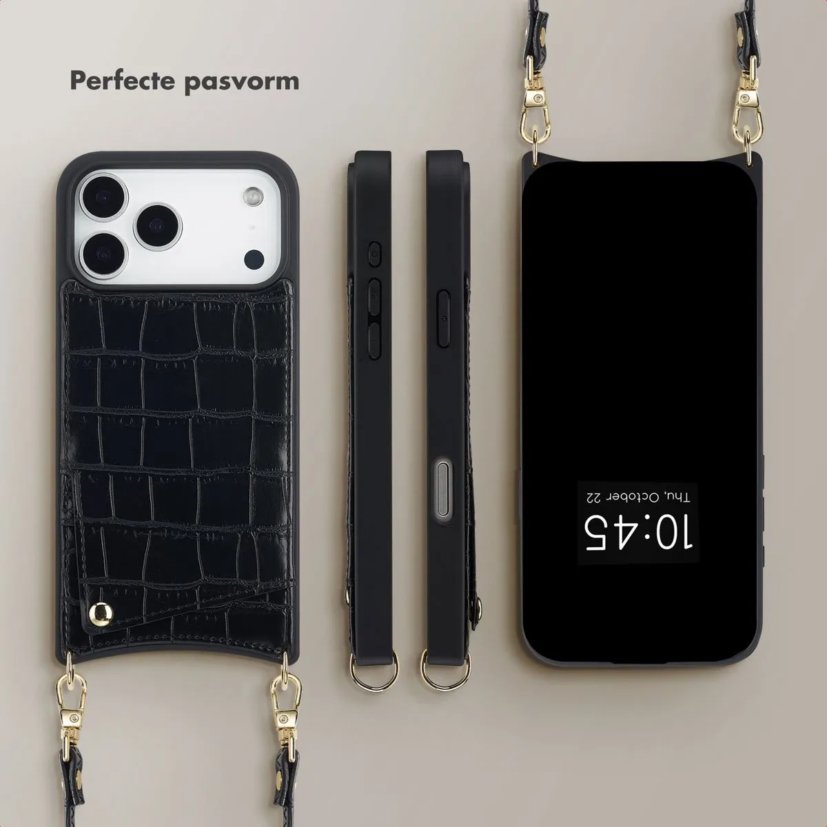 Selencia Hoesje iPhone 17 Pro Max - Croco Backcover Zwart